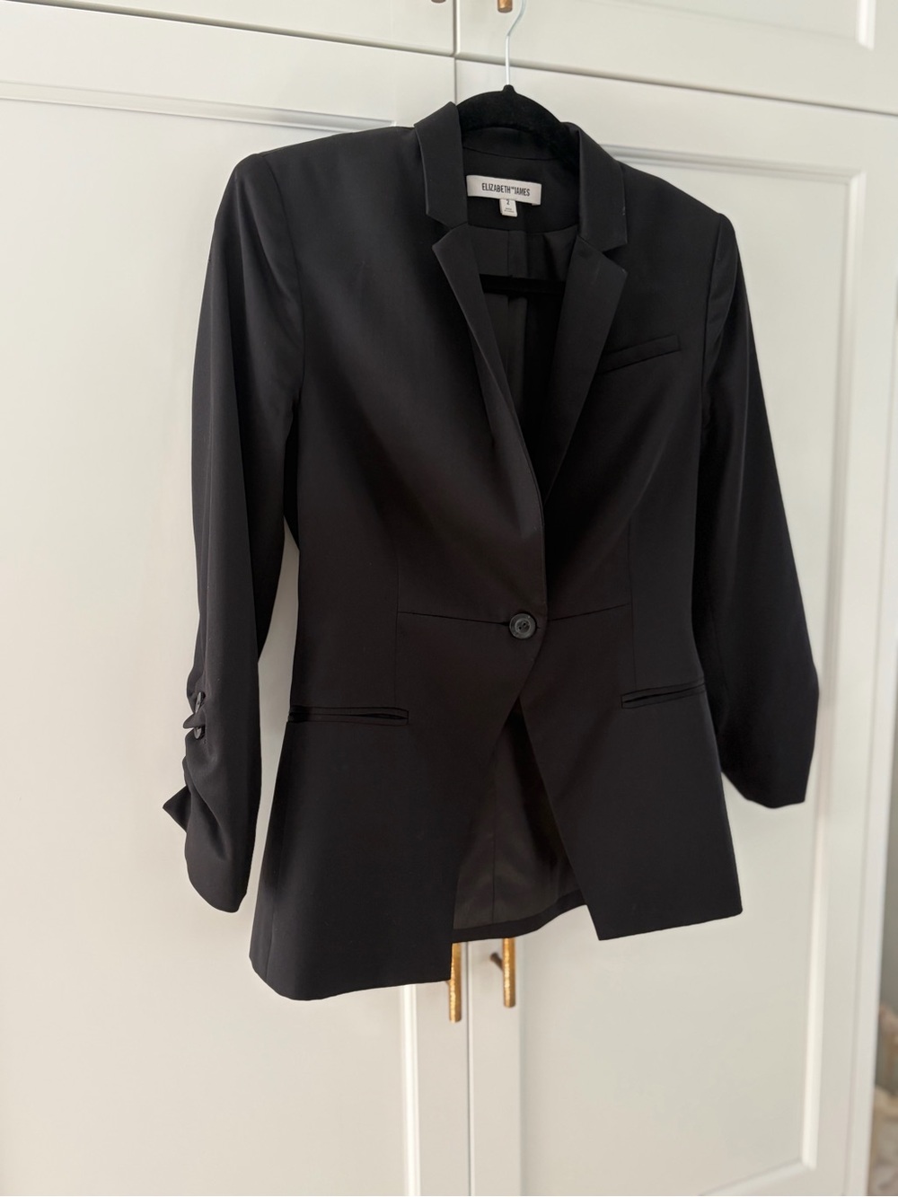 Elizabeth and James Black Single-Button Blazer with Notch Lapel